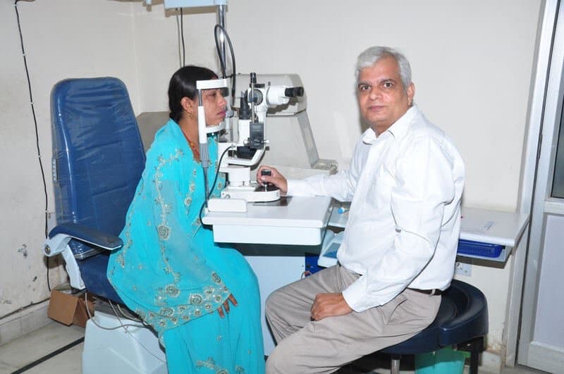 Slit-lamp eye examination by an ophthalmologist